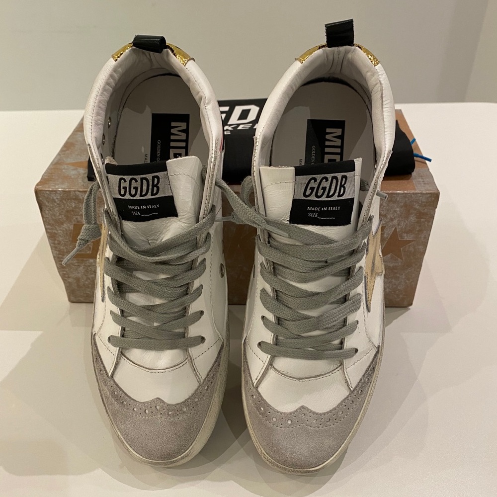 Golden Goose Midstar Sneaker White/Gold sz 38 NIB - Picture 6 of 9